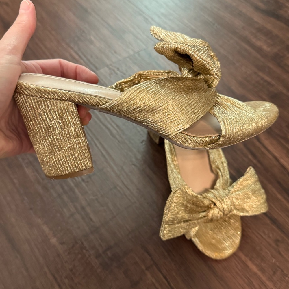 Elegant Gold Bow Detail Women Holiday Party Shoes - Picture 5 of 12
